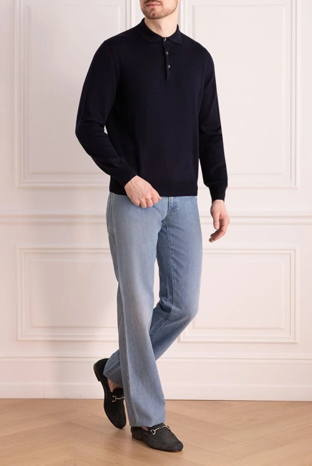 Brioni мужские джинсы из хлопка голубые мужские купить с ценами и фото 984639 - фото 2