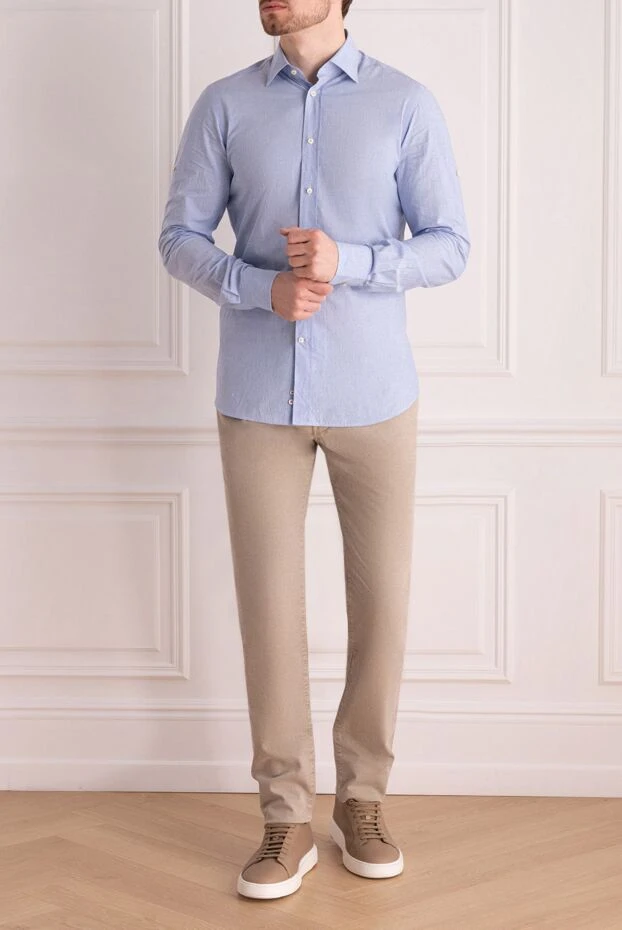 Van Laack мужские сорочка из хлопка голубая мужская купить с ценами и фото 985840 - фото 2