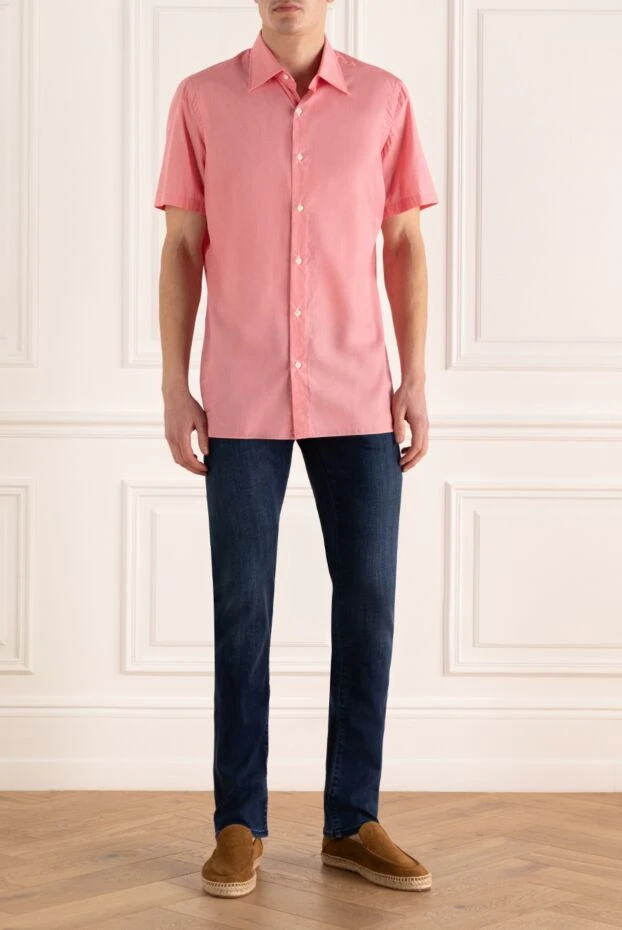Borrelli мужские сорочка из хлопка и льна розовая мужская купить с ценами и фото 989746 - фото 2