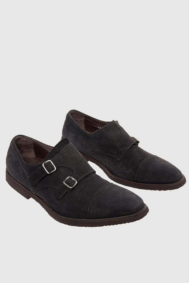 Andrea Ventura dark blue suede monk shoes with double buckle 990878 - photo 3