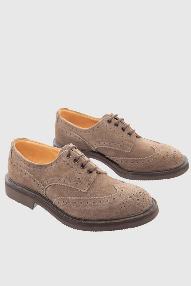 Tricker`s чоловічі туфлі замшеві броги бежеві на товстій підошві 991089 - фото 3