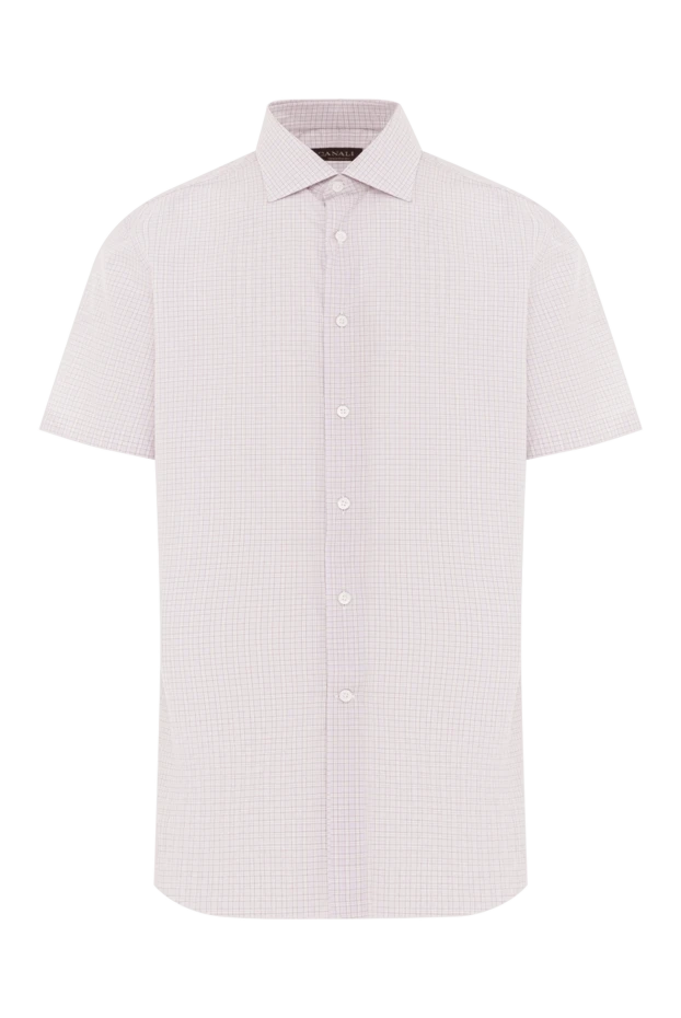 Canali рубашка мужская хлопковая светлая в мелкую клетку с коротким рукавом 992419 - фото 1