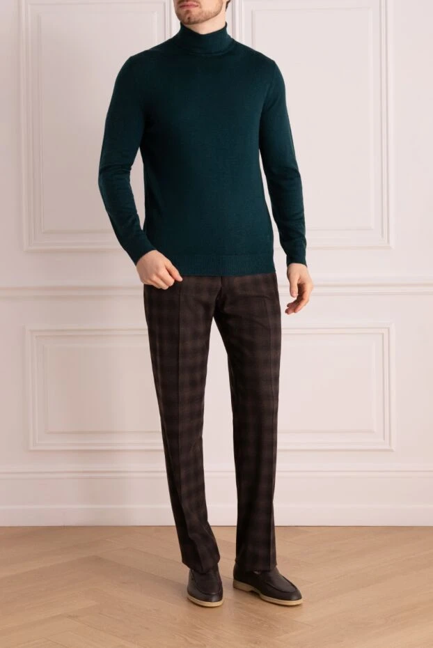 Armani чоловічі штани з вовни та еластану коричневі чоловічі купити фото з цінами 992635 - фото 2