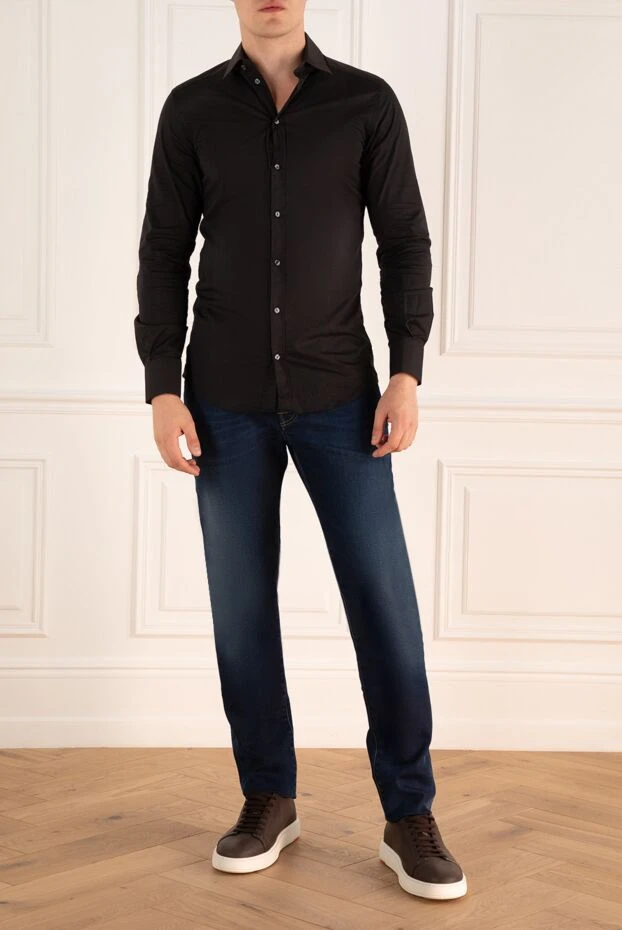 Dolce & Gabbana чоловічі рубашка з бавовни та еластану чорна чоловіча купити фото з цінами 994804 - фото 2