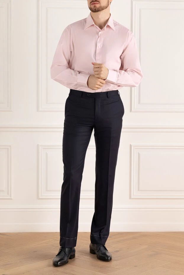 Brioni stylish pink cotton men's shirt with neat trim 995145 - photo 2