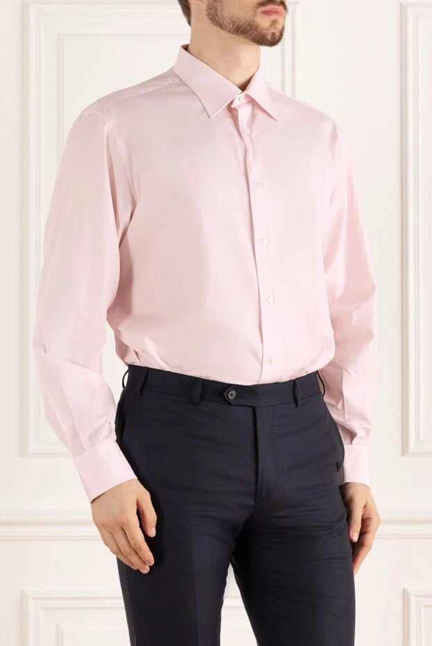 Brioni stylish pink cotton men's shirt with neat trim 195462 - photo 3