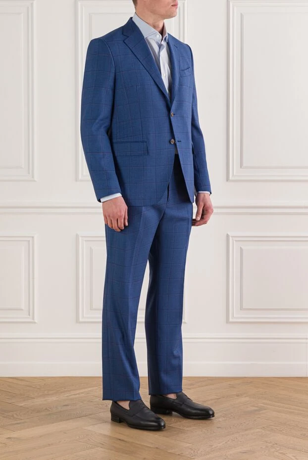 Brioni классический деловой костюм из гладкой шерсти в тонкий пинстрайп 995183 - фото 3