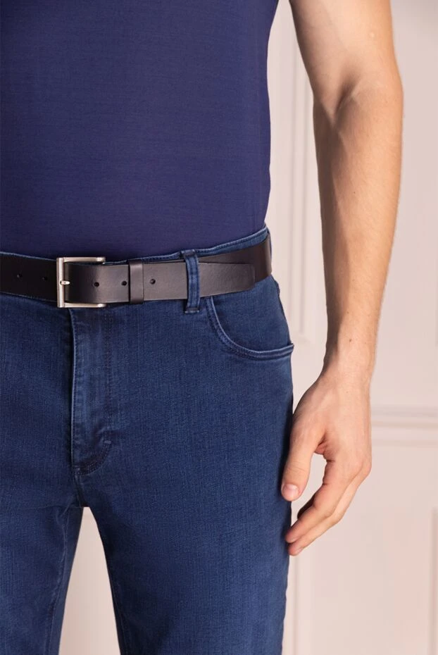 Orciani black leather belt for men 996157 - photo 2