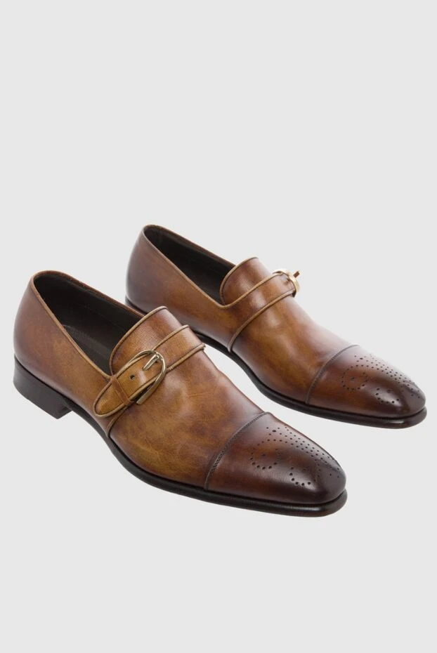 Max Verre brown leather patinated buckle shoes with darkened toe 996443 - photo 3