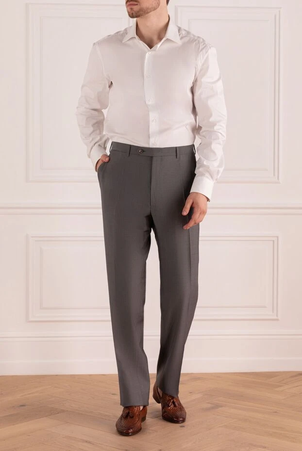 Canali man gray wool and mohair trousers 996828 - photo 2