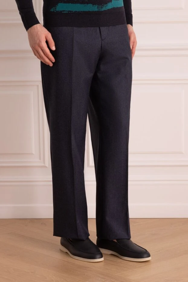 Malo men's blue trousers made of suit fabric with a classic fit 997854 - photo 3