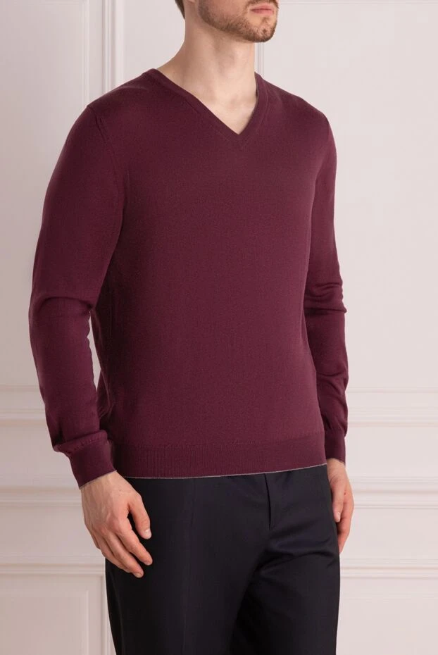 Svevo burgundy men's jumper made of fine merino wool 997932 - photo 3