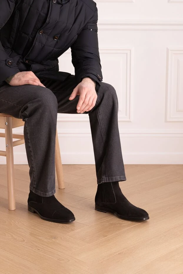 A.Testoni мужские мужские ботинки из замши черные купить с ценами и фото 997954 - фото 2