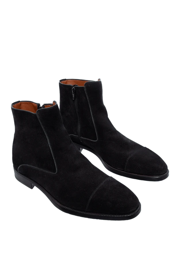 A.Testoni men's black suede boots with zip and leather lining 997954 - photo 3