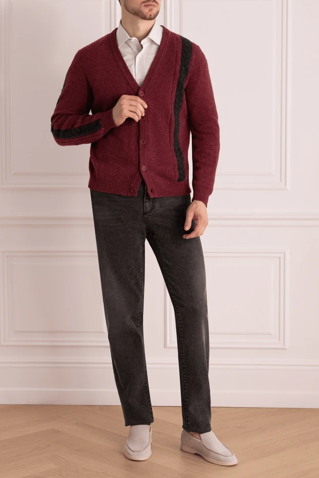 Pashmere man men's cashmere cardigan burgundy buy with prices and photos 997986 - photo 2