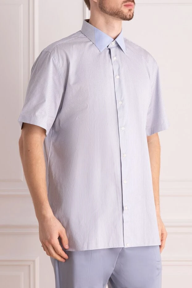 Marol men's micro striped shirt with short sleeves and accent collar 998057 - photo 3