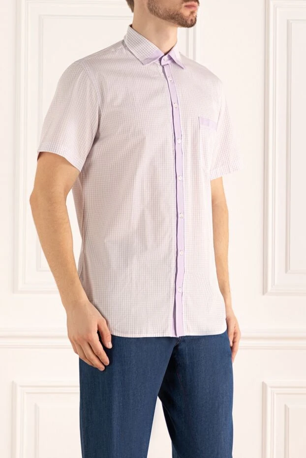 Marol men's fitted shirt in micro-check with decorative trim 998059 - photo 3