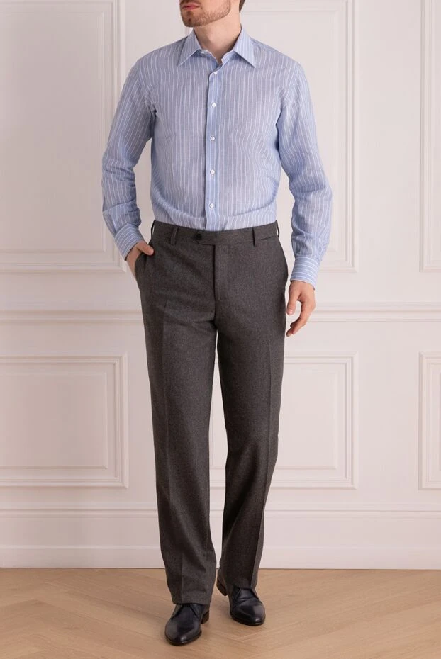 Cesare di Napoli мужские брюки из шерсти и кашемира серые мужские купить с ценами и фото 998576 - фото 2