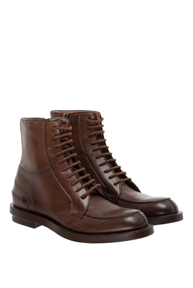 Gucci черевики коричневі чоловічі з гладкої шкіри з високим берцем та прошитым мисом 998894 - фото 3