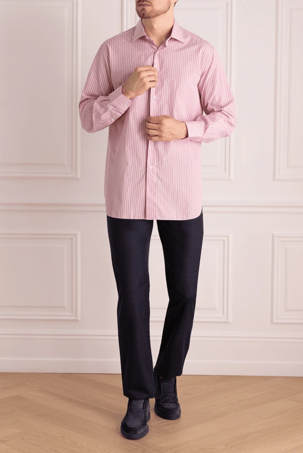 Brioni мужские сорочка из хлопка розовая мужская купить с ценами и фото 999446 - фото 2