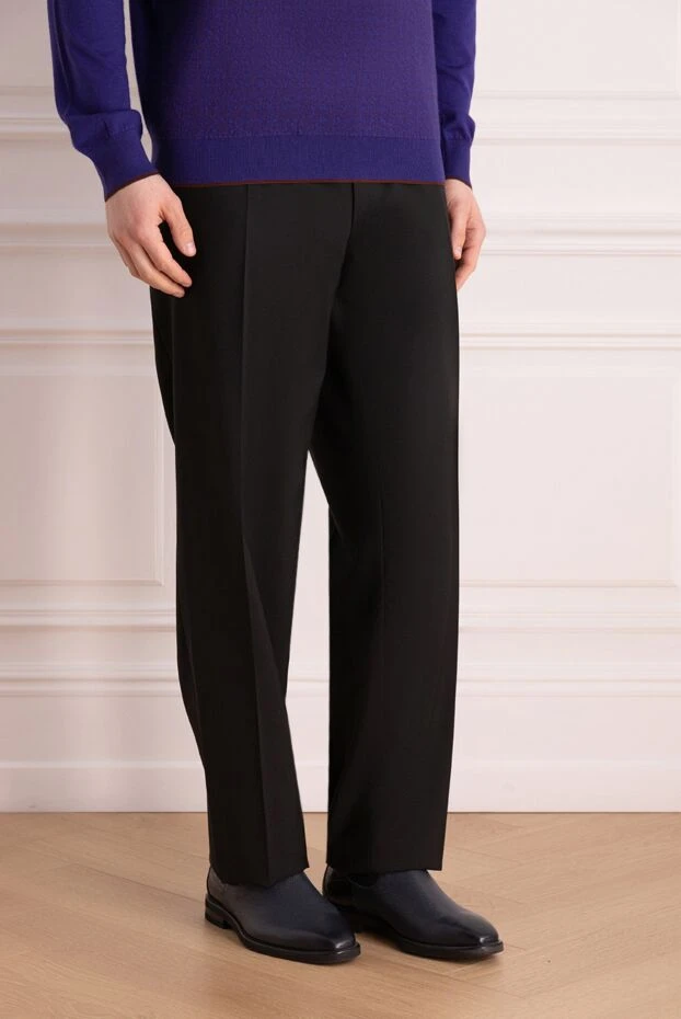 Canali black straight trousers made of smooth wool 999529 - photo 3