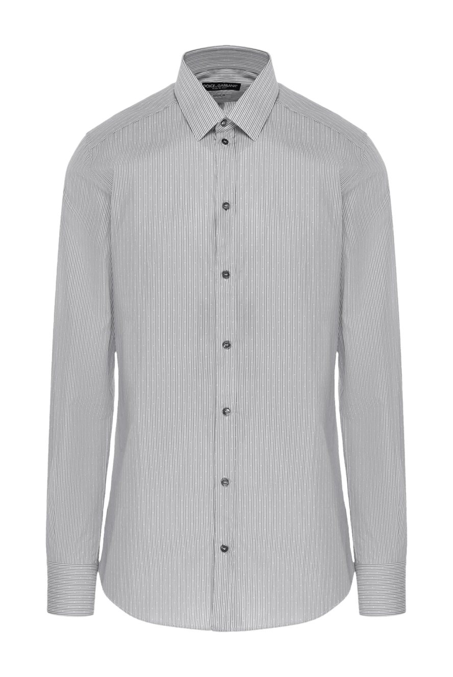 Dolce & Gabbana чоловіча сіра бавовняна сорочка у смужку 118855 - фото 1