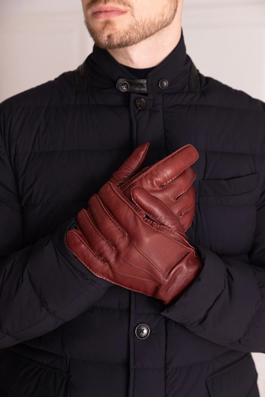 Billionaire man men's burgundy leather gloves buy with prices and photos 125795