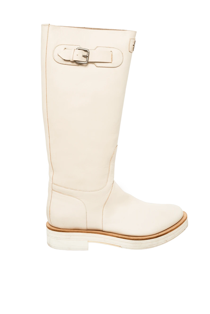 Brunello Cucinelli чоботи жіночі високі шкіряні з пряжками бежеві 130818 - фото 1