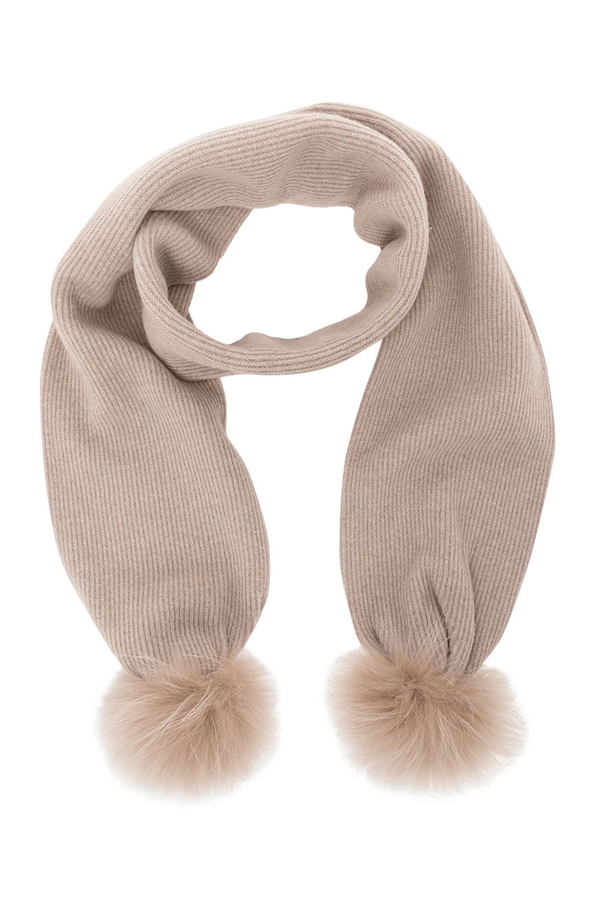 Fabiana Filippi women's beige scarf with fluffy pompoms 133537 - photo 1