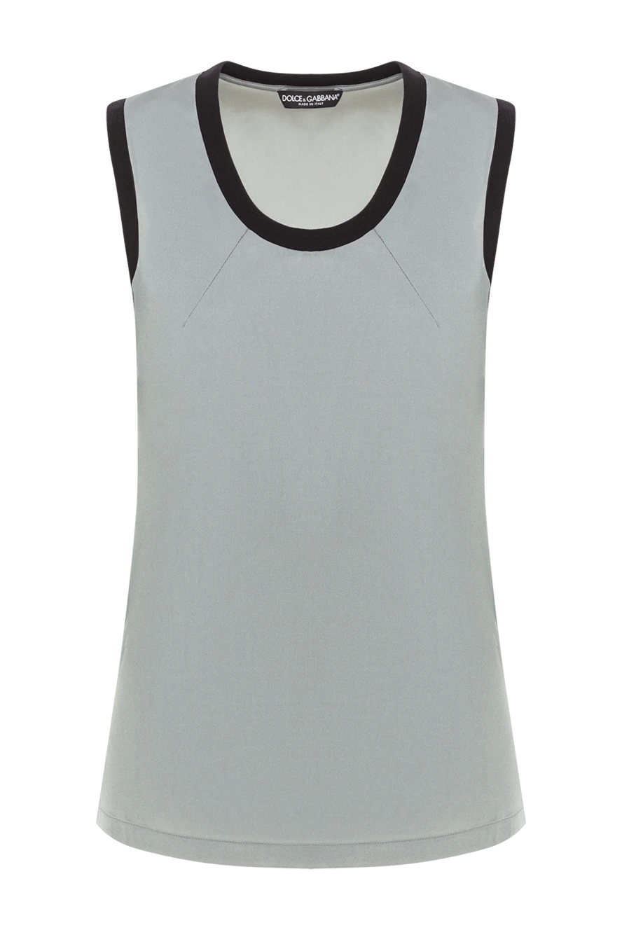 Dolce & Gabbana жіночий топ із гладкої тканини з чорною окантовкою горловини 133682 - фото 1