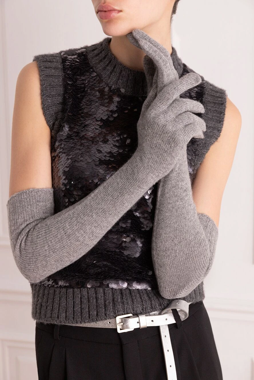Dolce & Gabbana жіночі рукавички видовжені з кашеміру сірі жіночі купити фото з цінами 133708