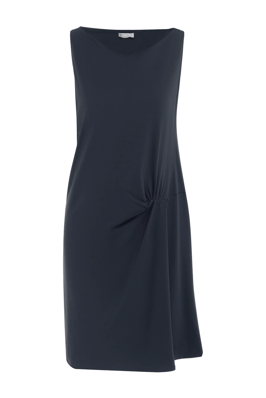 Brunello Cucinelli dark blue viscose dress with draped waistwomen's gray cotton dress 133996 - photo 1