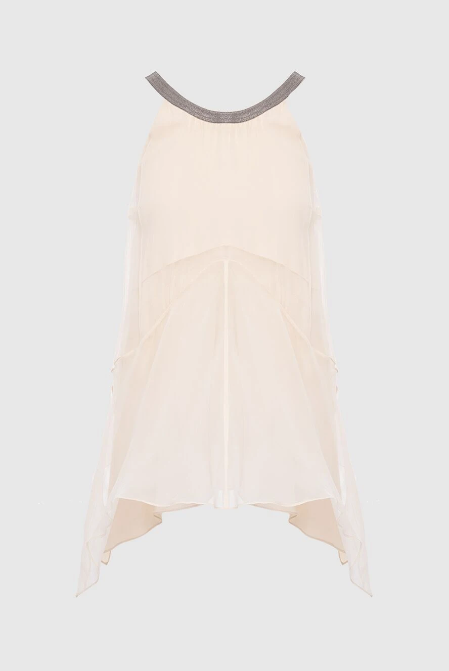 Brunello Cucinelli женский топ свободного кроя с контрастным кантом на вороте 134030 - фото 1