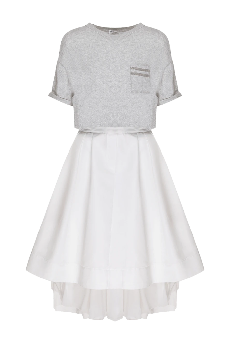 Brunello Cucinelli сукня з імітацією футболки та пишною білою спідницею з бавовни 134047 - фото 1