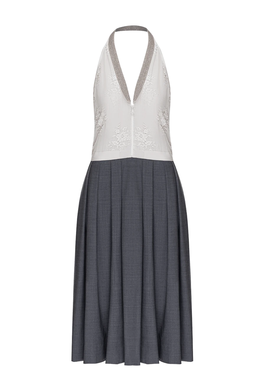 Brunello Cucinelli сукня комбінована з мереживним ліфом і сірою спідницею 134055 - фото 1