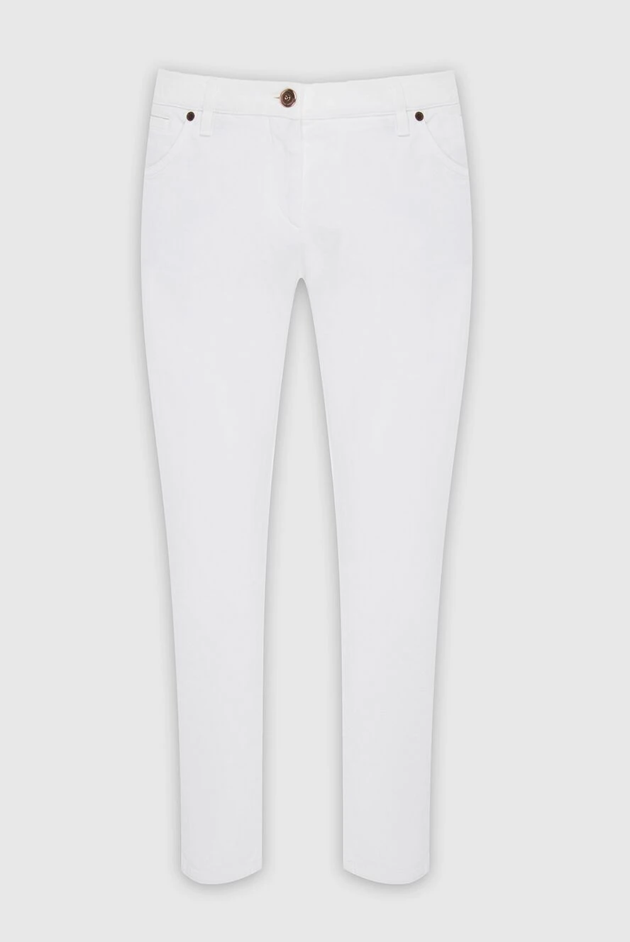 Brunello Cucinelli джинсы из хлопка белые женские 134070 - фото 1