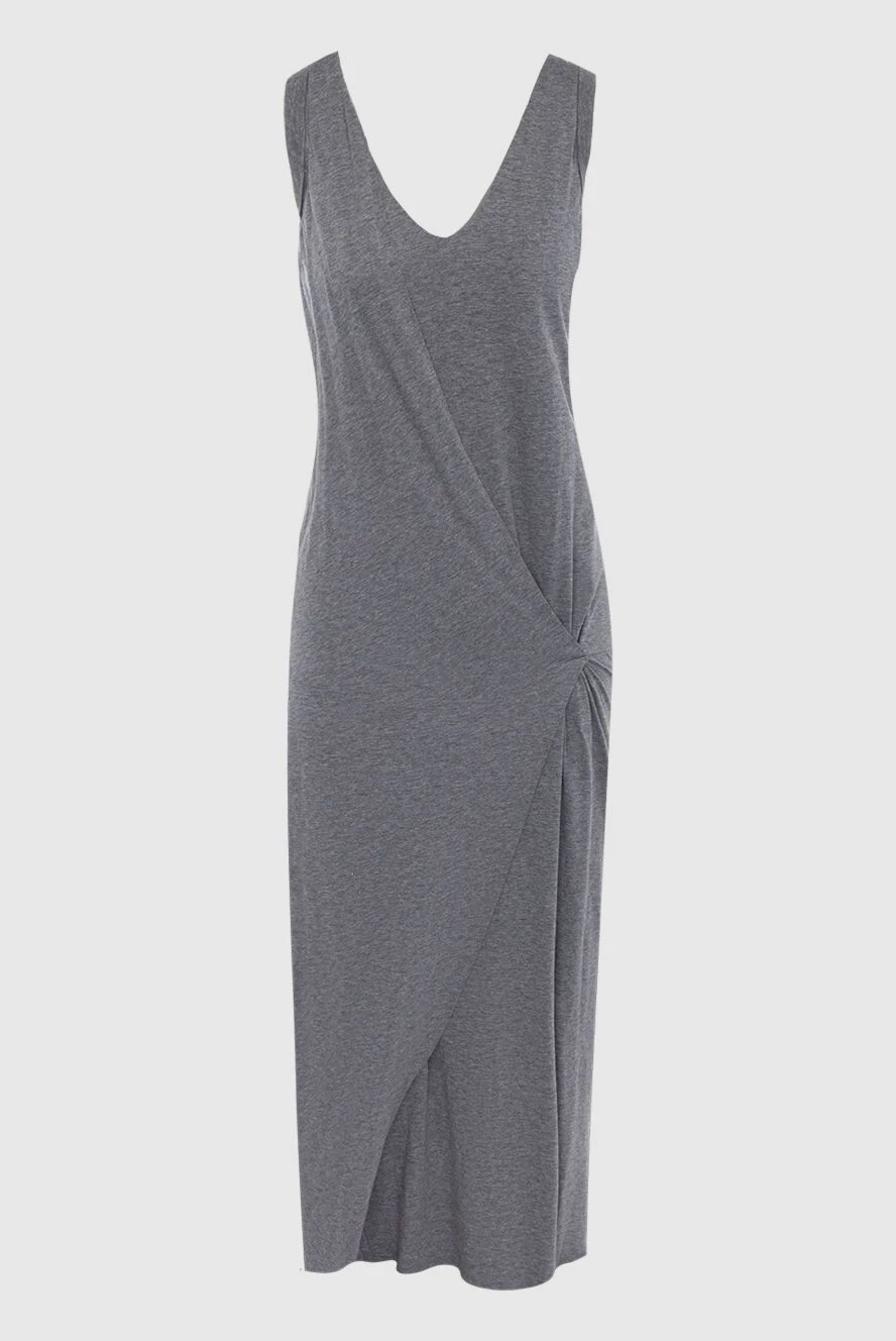 Brunello Cucinelli платье трикотажное серое макси с открытыми плечами 134088 - фото 1