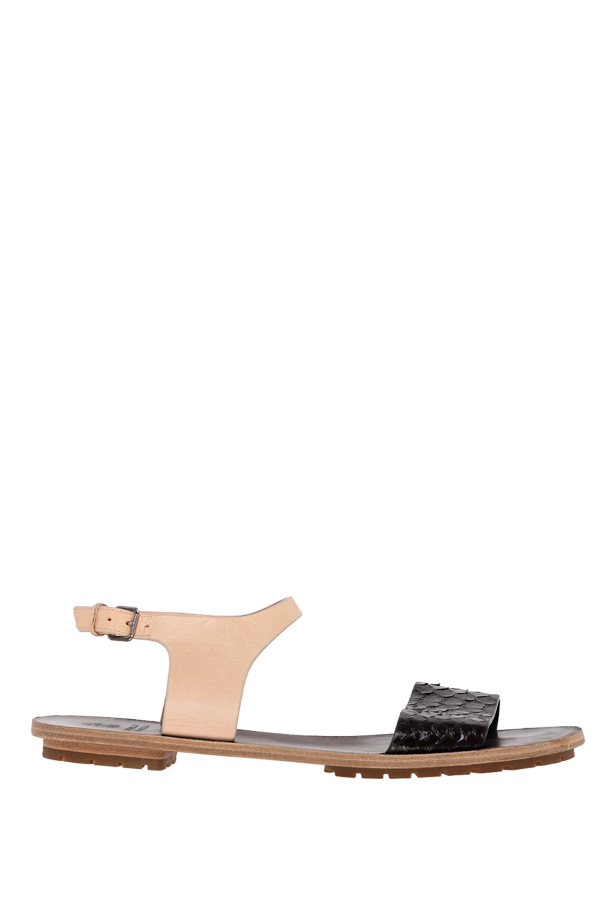 Brunello Cucinelli сандалі жіночі шкіряні з чорною підошвою бежеві 134263 - фото 1