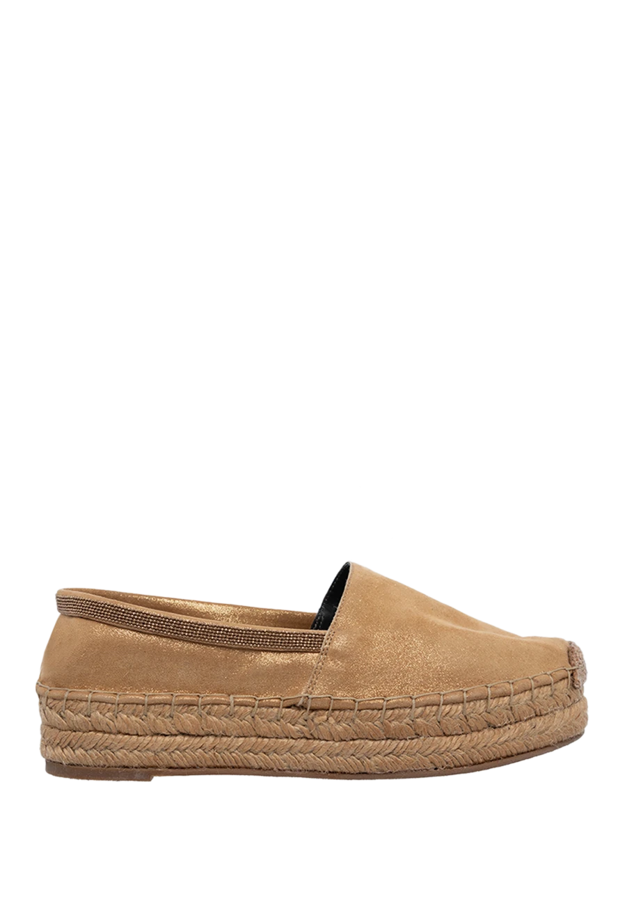 Brunello Cucinelli women's brown leather espadrilles on a platform 134288 - photo 1