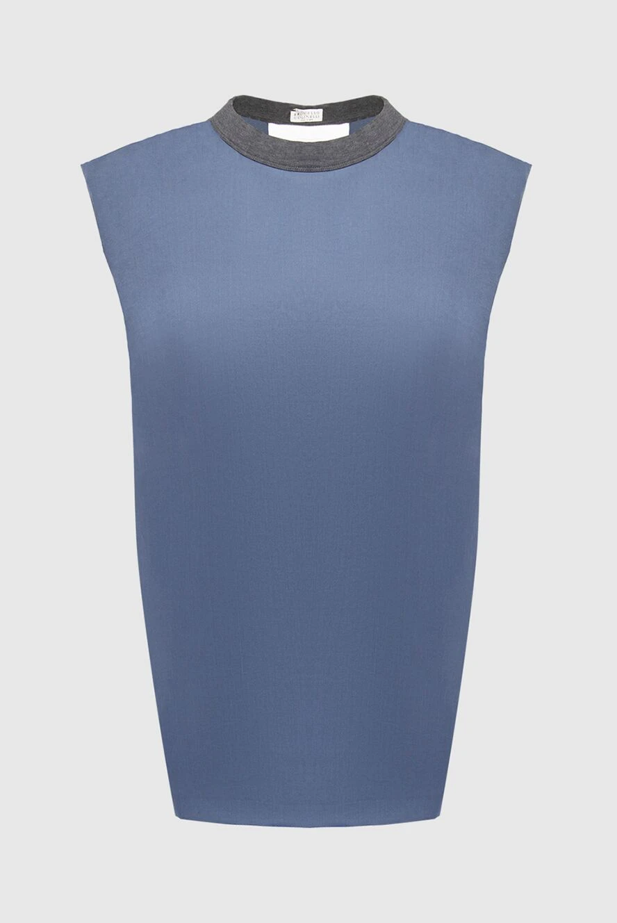 Brunello Cucinelli платье из шелка синее женское 134323 - фото 1