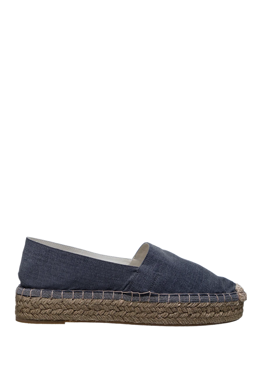 Brunello Cucinelli эспадрильи женские серые из кожи на платформе 134363 - фото 1