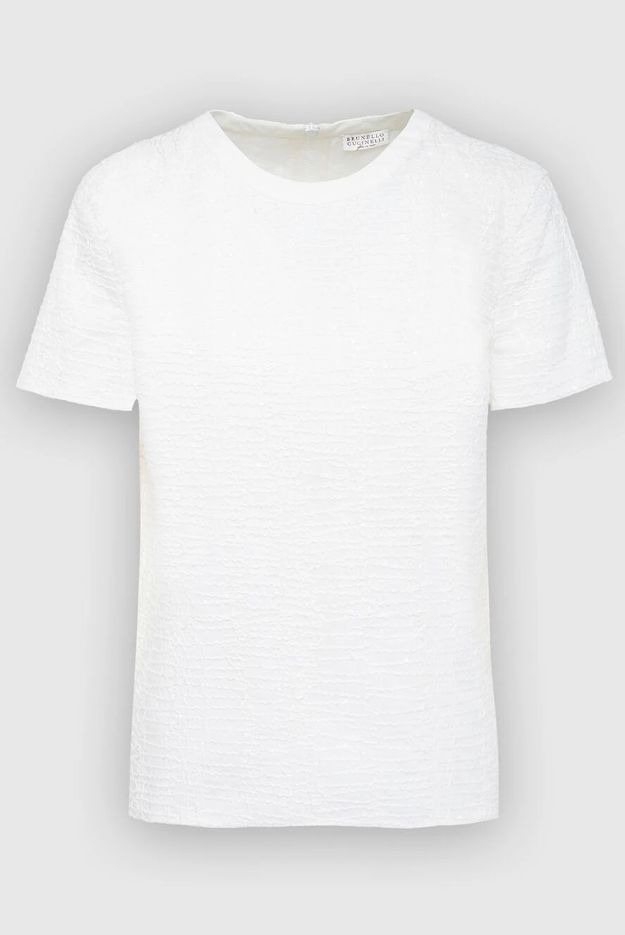 Brunello Cucinelli t-shirt made of cotton and polyamide white for women 134659 - photo 1