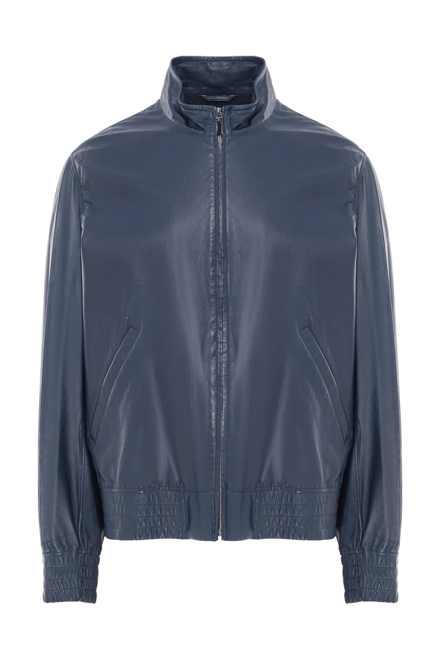 Schiatti куртка шкіряна темно-синя з коміром-стійкою чоловіча 134940 - фото 1