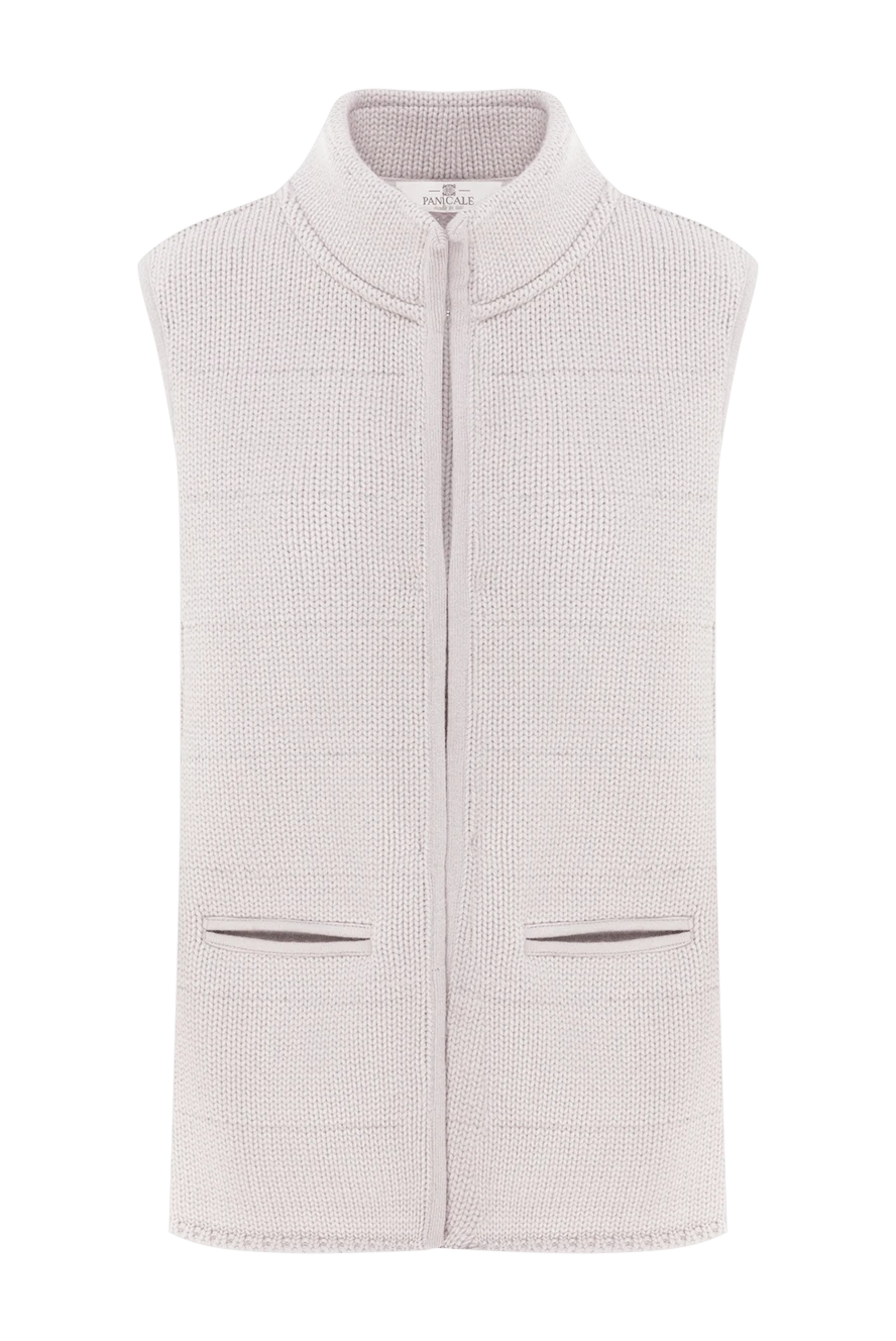 Panicale women's combined gray fur vest with a soft back made of cashmere and silk 135493 - photo 1