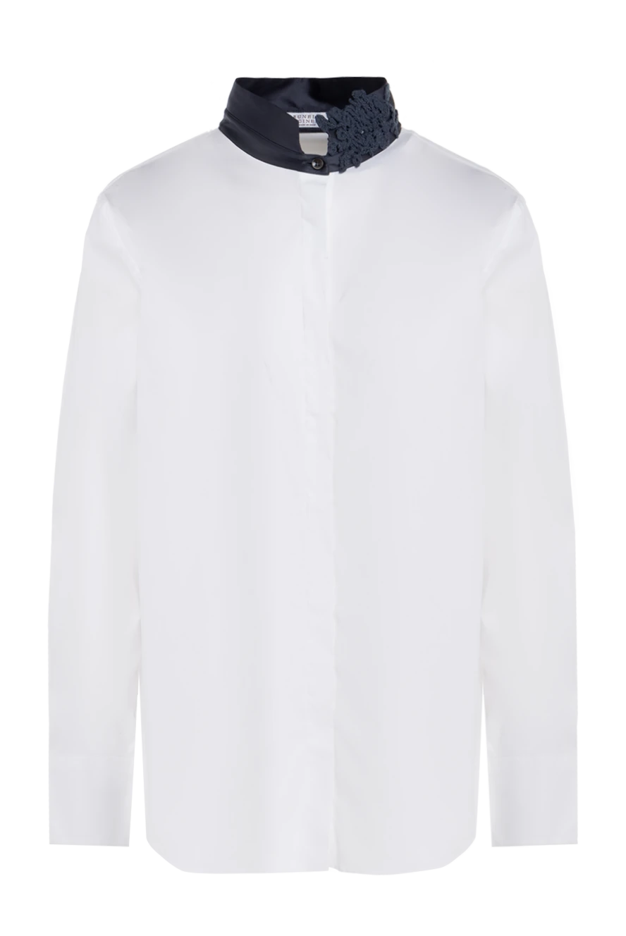 Brunello Cucinelli women's shirt with a black collar white 136155 - photo 1