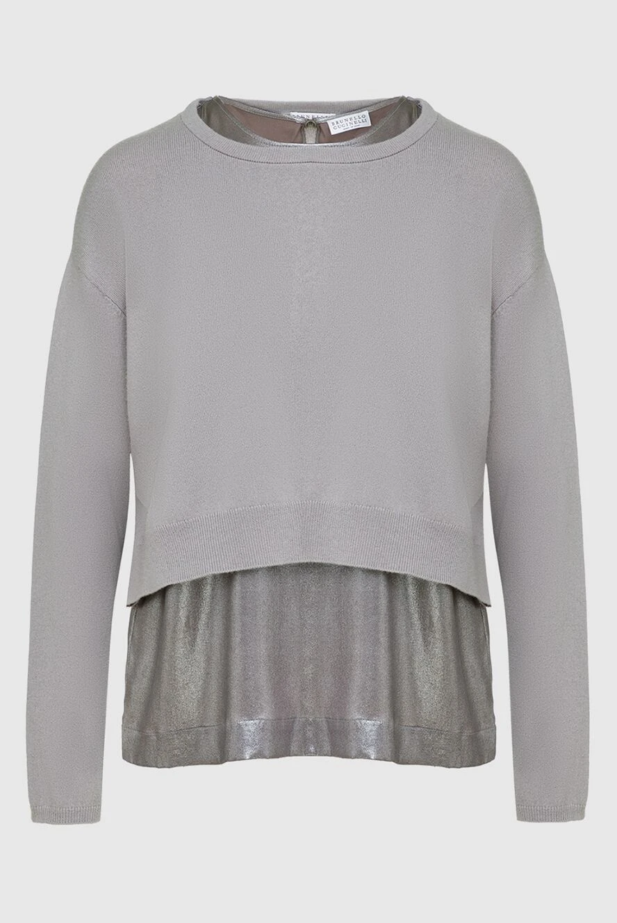 Brunello Cucinelli джемпер з кашеміру з ефектом багатошаровості та шовковим блиском 136167 - фото 1