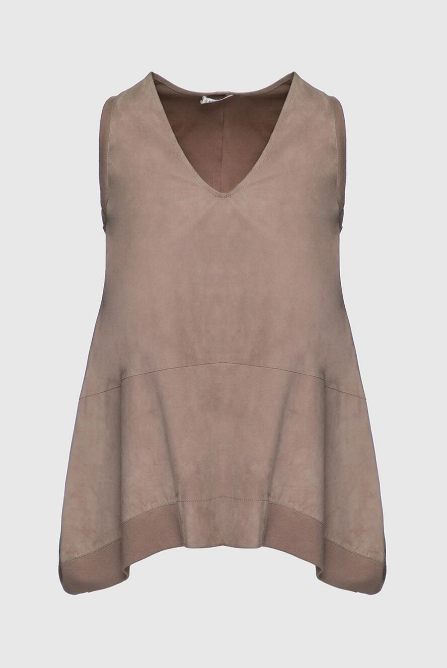 Brunello Cucinelli топ із замші коричневий жіночий 136199 - фото 1