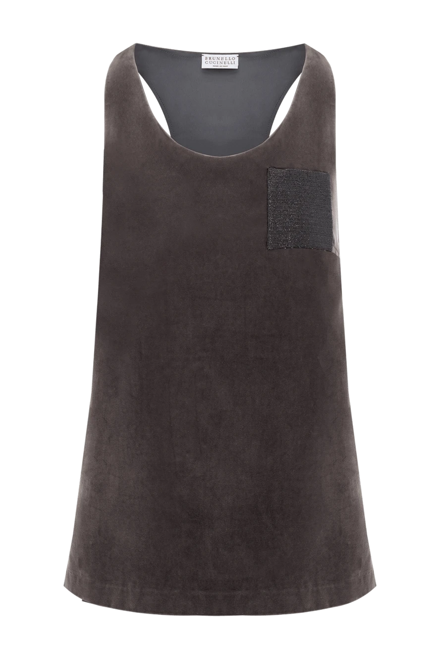 Brunello Cucinelli топ з бавовни чорний жіночий 136245 - фото 1