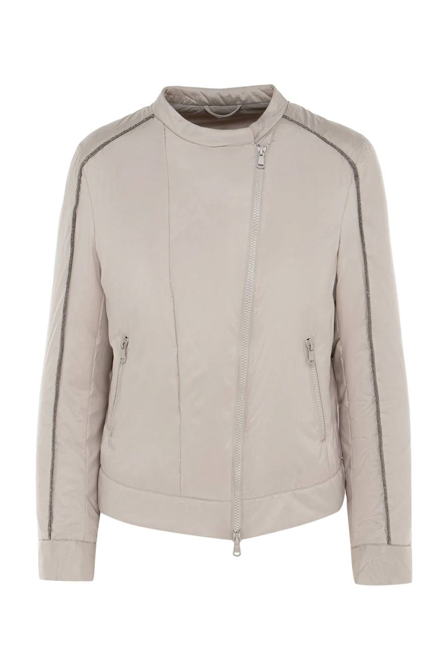 Brunello Cucinelli куртка з шовку бежева жіноча 136430 - фото 1