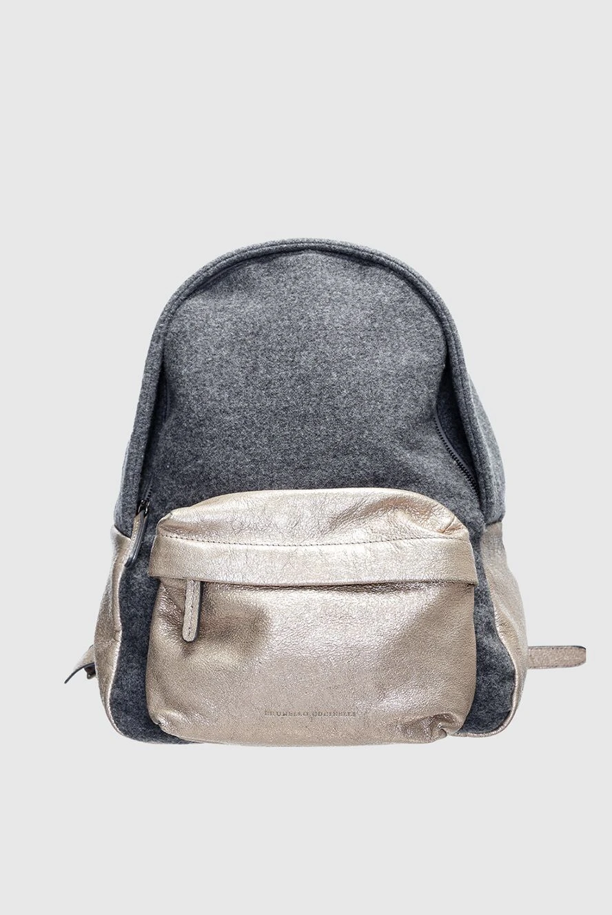 Brunello Cucinelli рюкзак женский серый с бежевыми карманами 136579 - фото 1